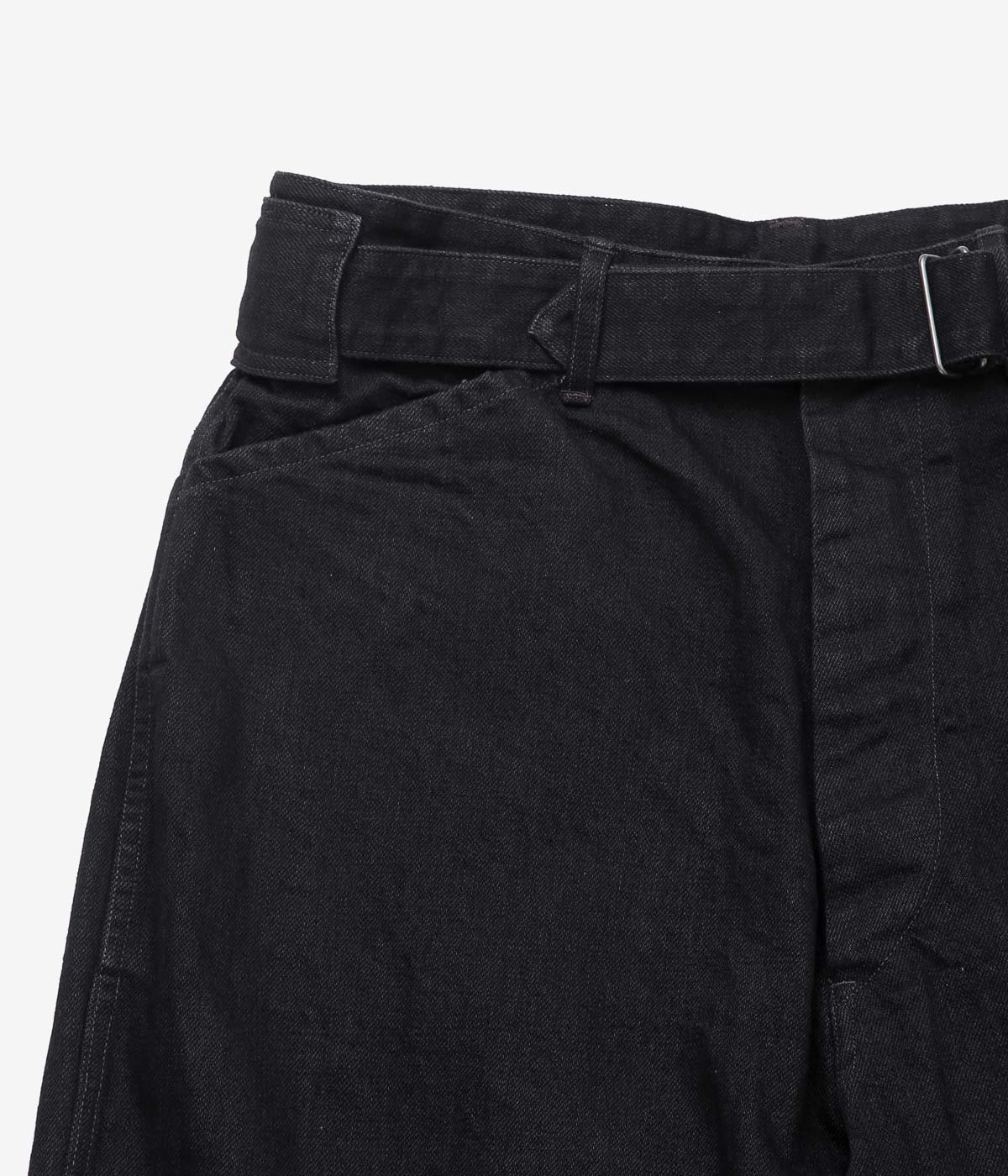 COMOLI "Black Denim Belted Pants" (BLACK)