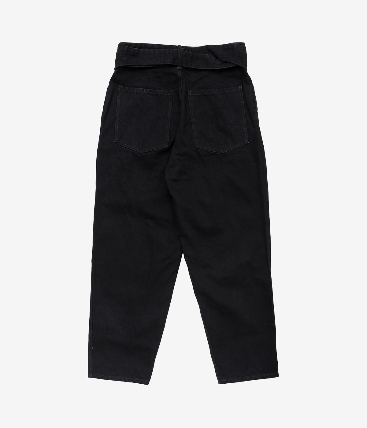 COMOLI "Black Denim Belted Pants" (BLACK)