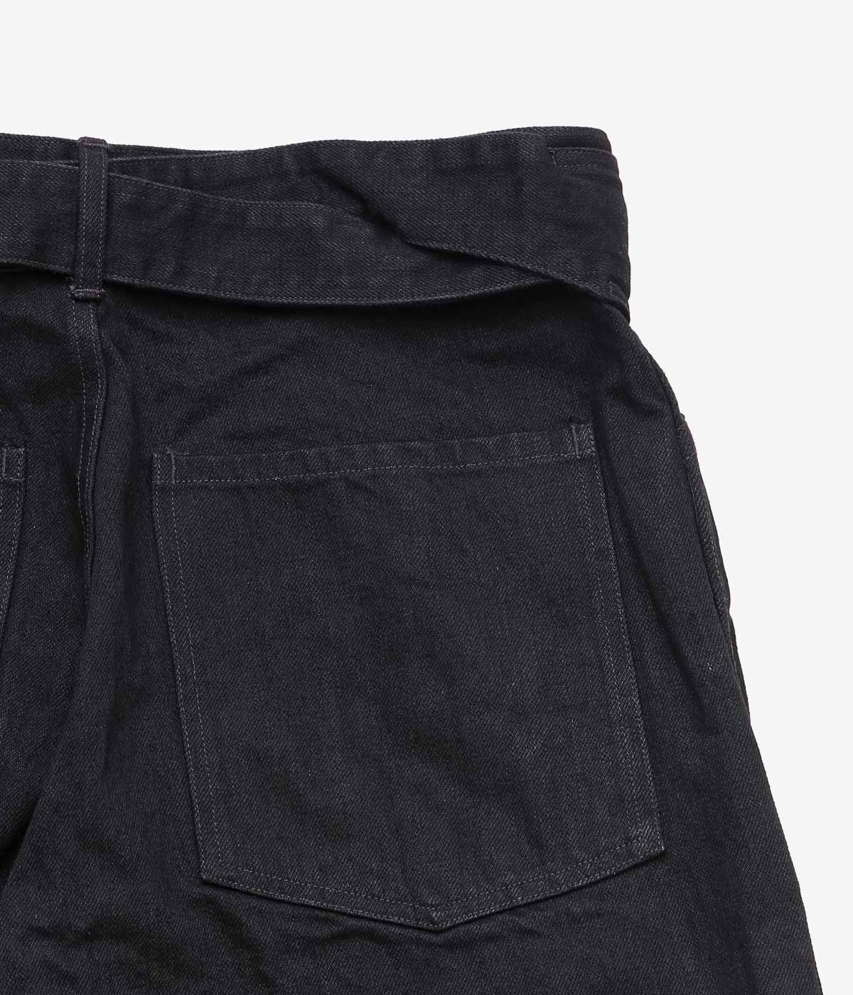 COMOLI "Black Denim Belted Pants" (BLACK)