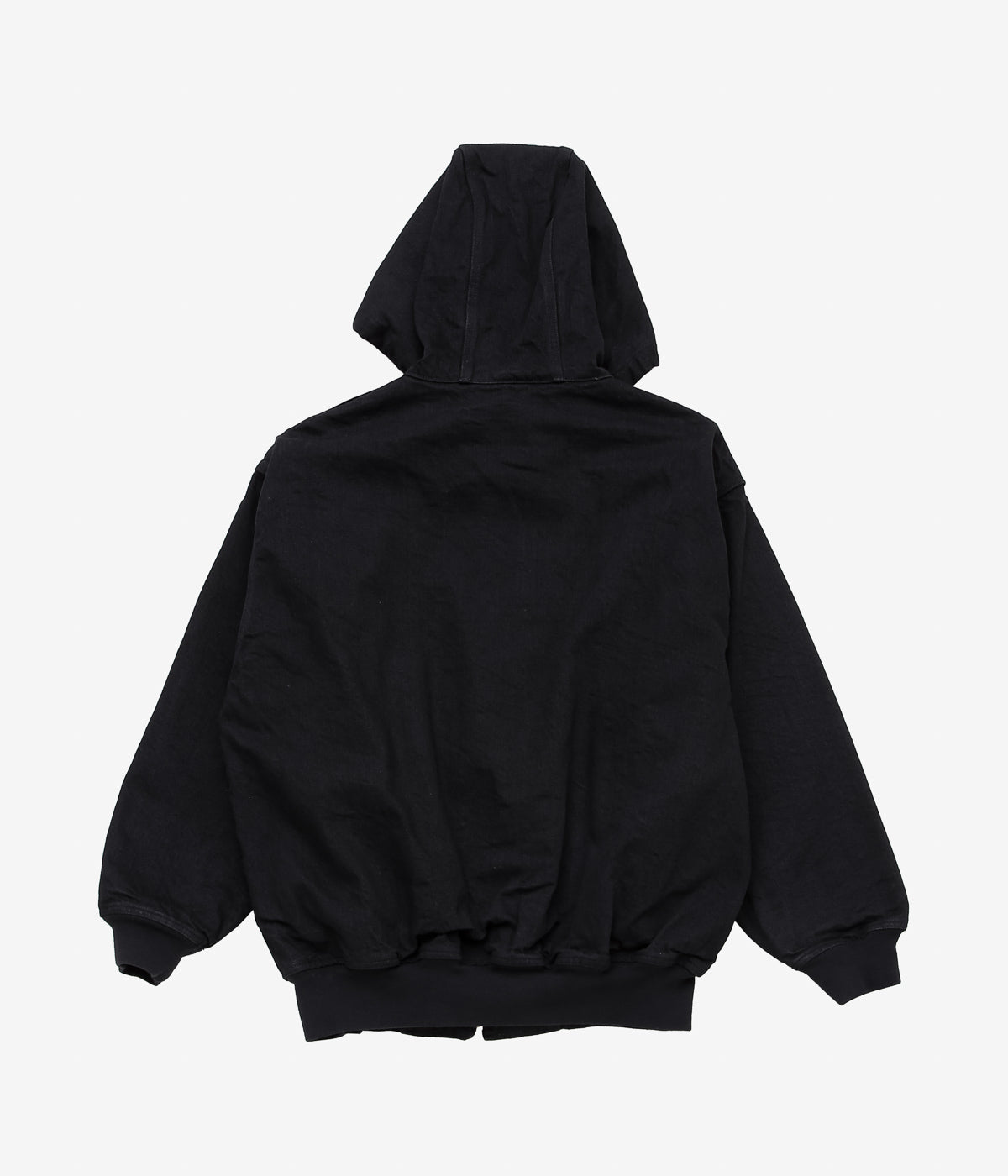COMOLI "Black Denim Zip Hoodie" (BLACK)