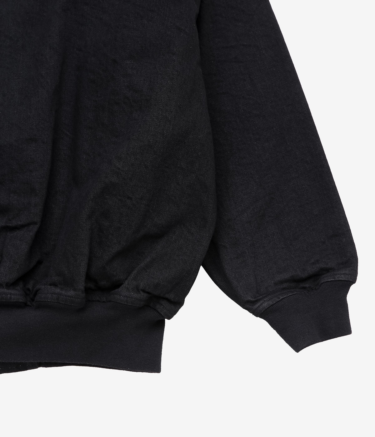 COMOLI "Black Denim Zip Hoodie" (BLACK)