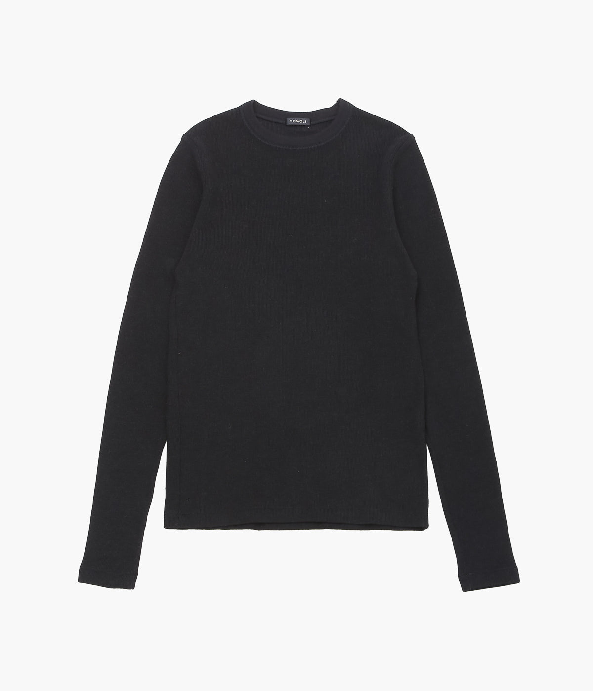 COMOLI Cotton Cashmere Long Sleeve Crew Shirt (Black)
