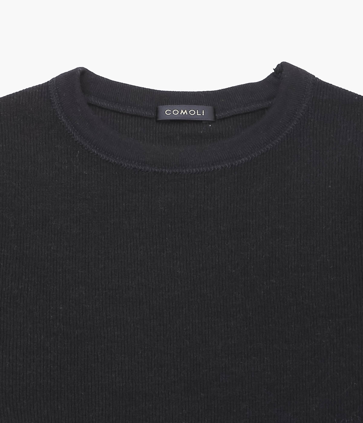 COMOLI Cotton Cashmere Long Sleeve Crew Shirt (Black)