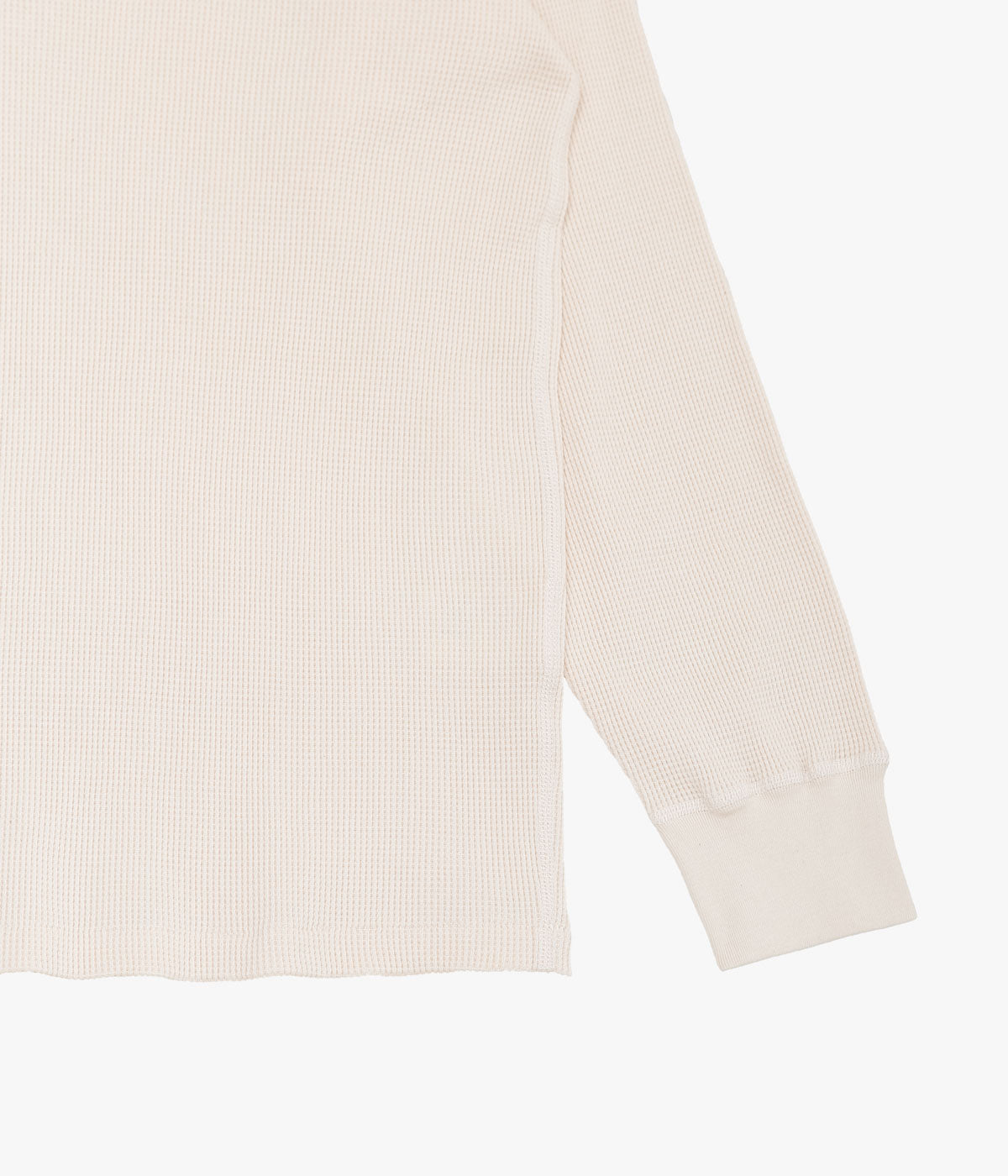 COMOLI Cotton Cashmere Waffle Long Sleeve Crew Neck Shirt (ECRU)