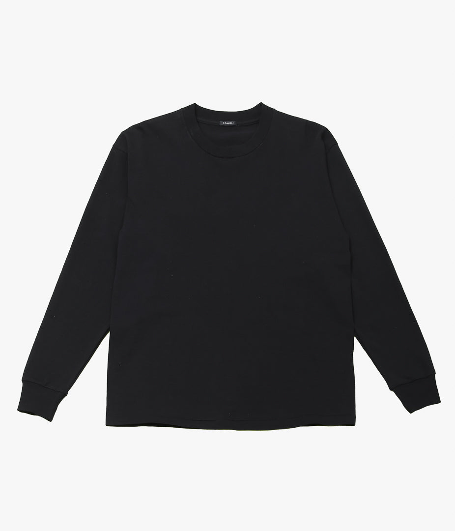 COMOLI ''Cotton jersey long sleeve T-shirt'' (BLACK)