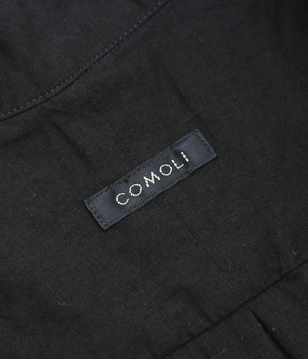 COMOLI ''KHADI 코튼 반팔 오픈 컬러 셔츠 ''(BLACK)