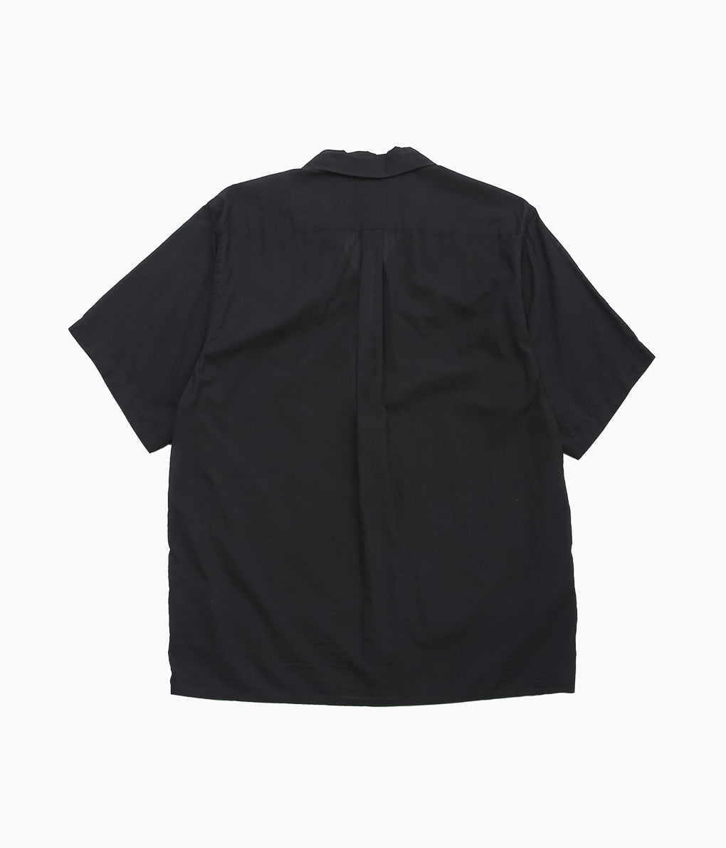 COMOLI ''KHADI 코튼 반팔 오픈 컬러 셔츠 ''(BLACK)