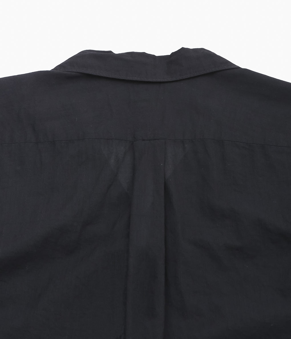 COMOLI ''KHADI 코튼 반팔 오픈 컬러 셔츠 ''(BLACK)