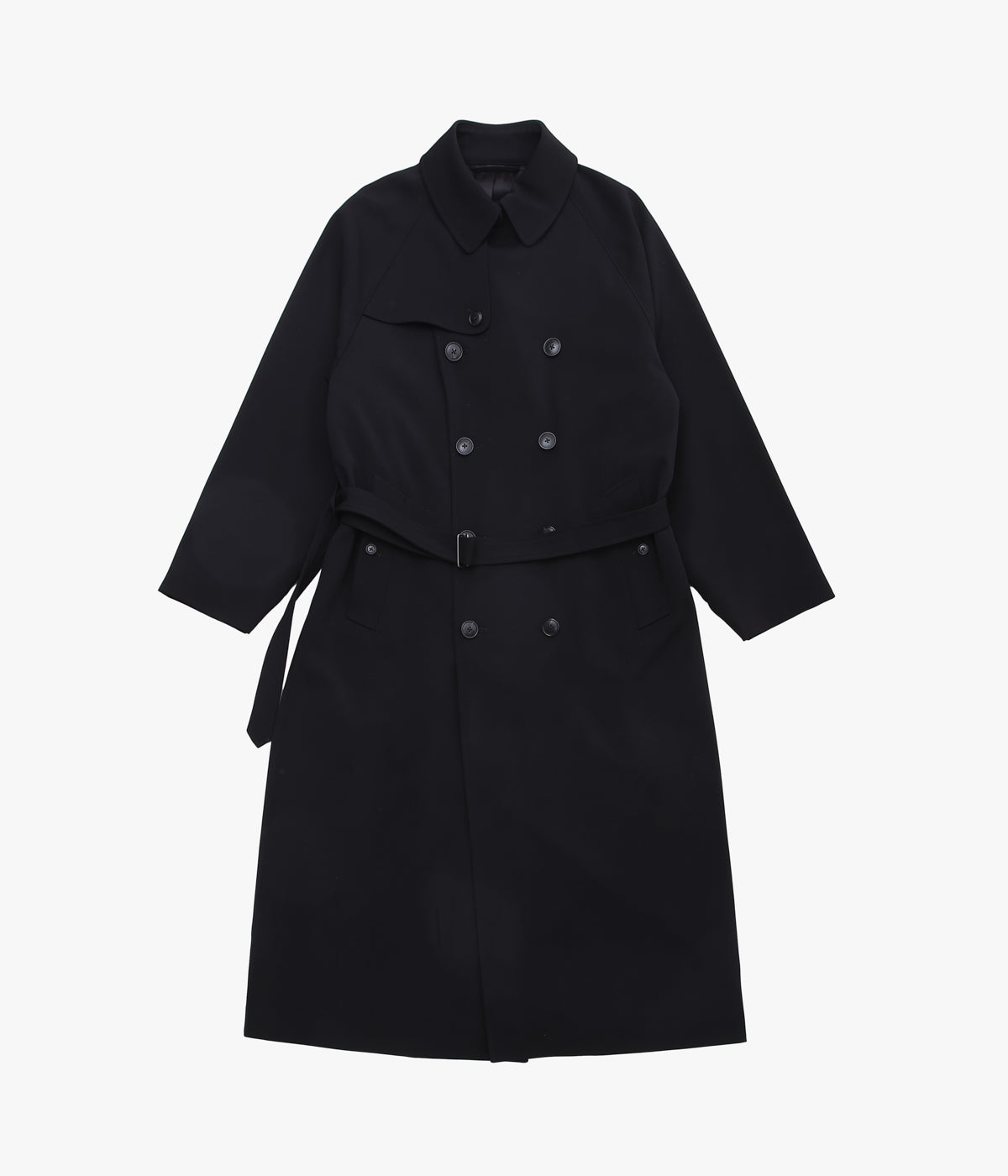 COMOLI Wool Gaba Trench Coat (Black)