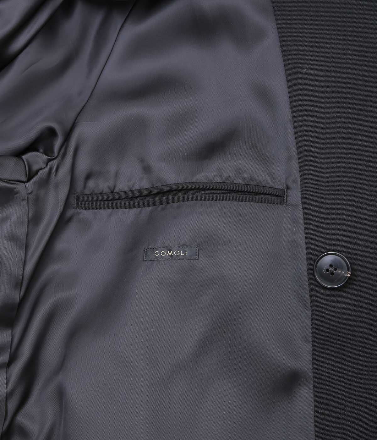 COMOLI Wool Gaba Trench Coat (Black)