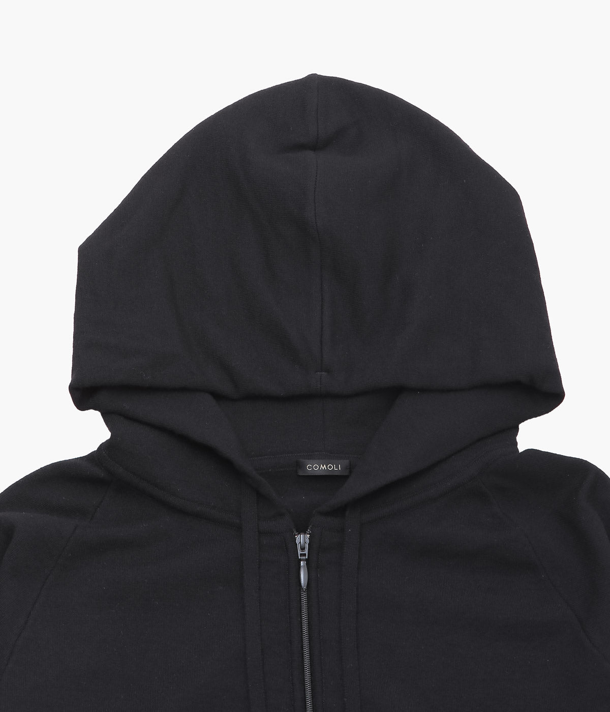 COMOLI "Wool Knit Zip Hoodie" (BLACK)