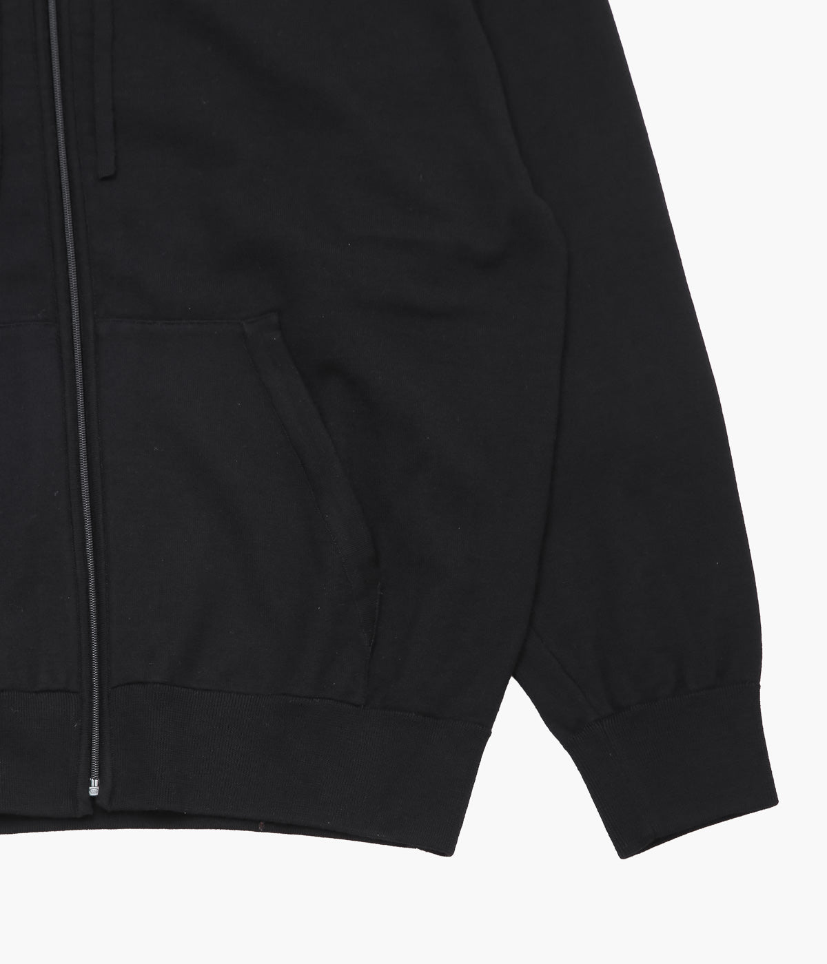 COMOLI "Wool Knit Zip Hoodie" (BLACK)