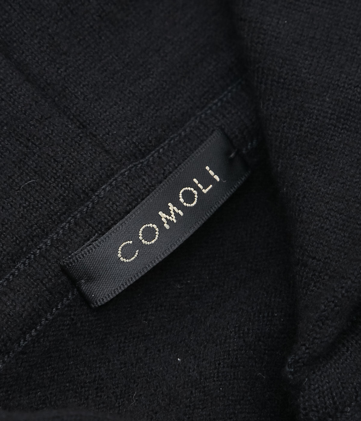 COMOLI "Wool Knit Zip Hoodie" (BLACK)