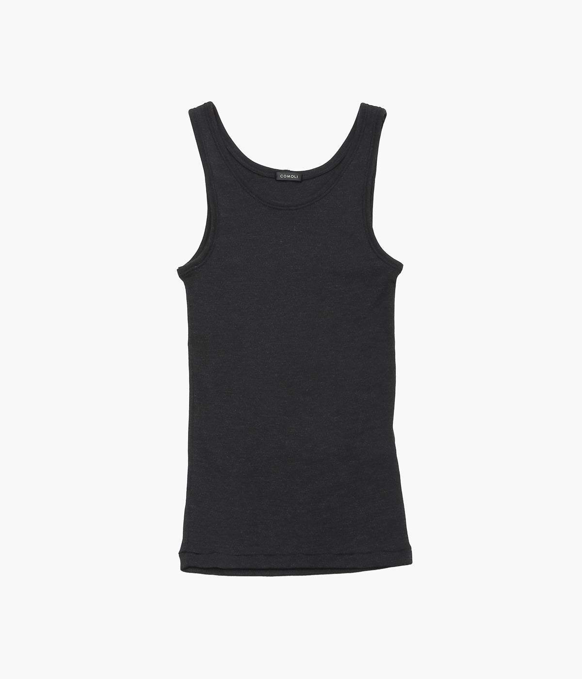 COMOLI Wool Rib Tank Top (Charcoal)