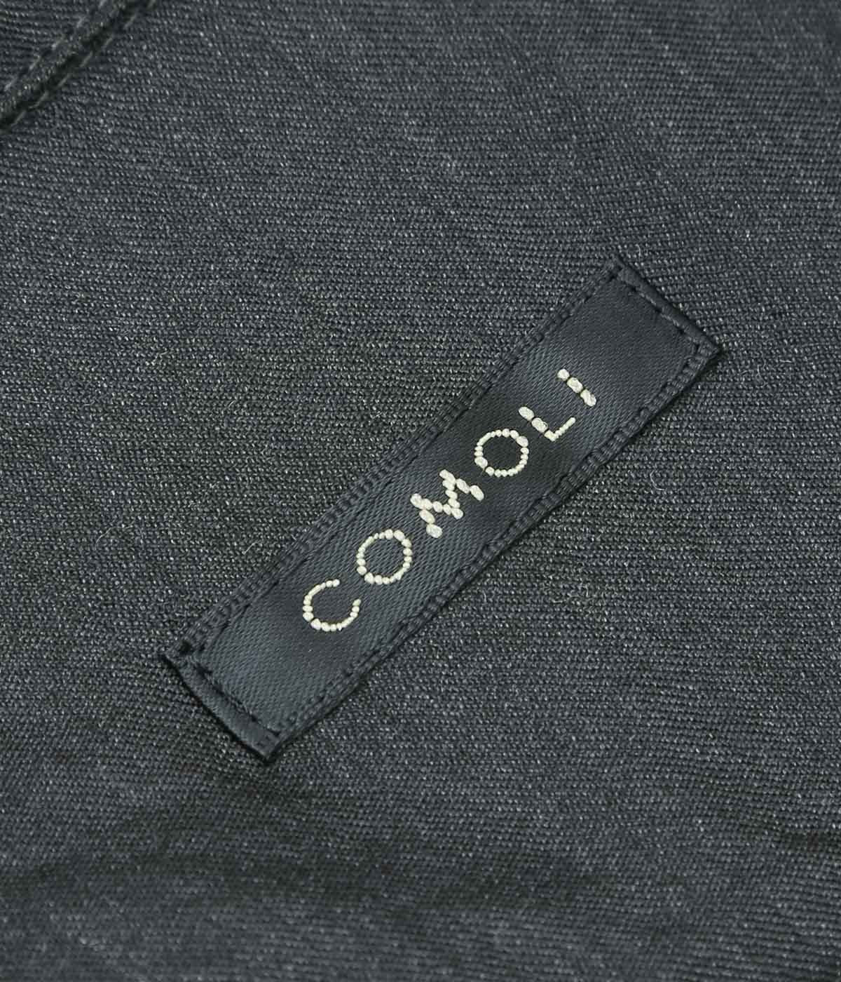 COMOLI ''Wool Silk Short Sleeve Open Collar Shirt'' (CHARCOAL)