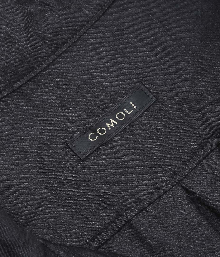 COMOLI "울 실크 반소매 오픈 컬러 셔츠"(CHARCOAL)