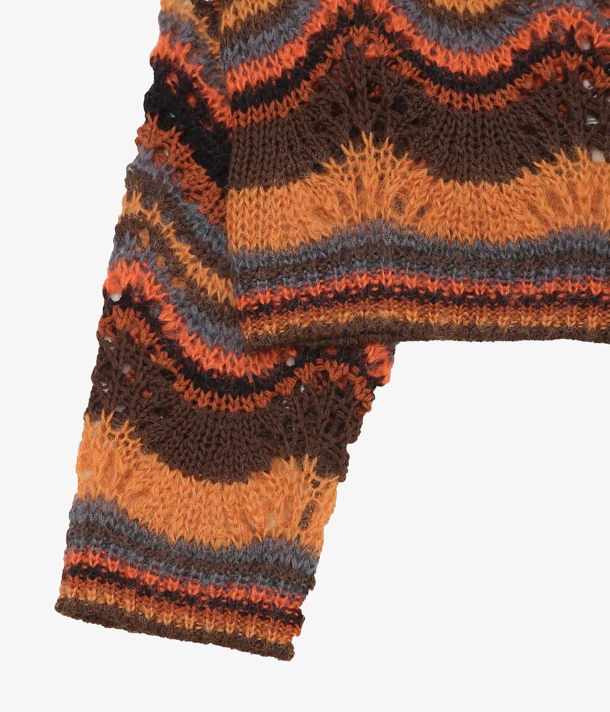 COOHEM ''MOHAIR WOOL MULTI BORDER KNIT C/D'' (BROWN)