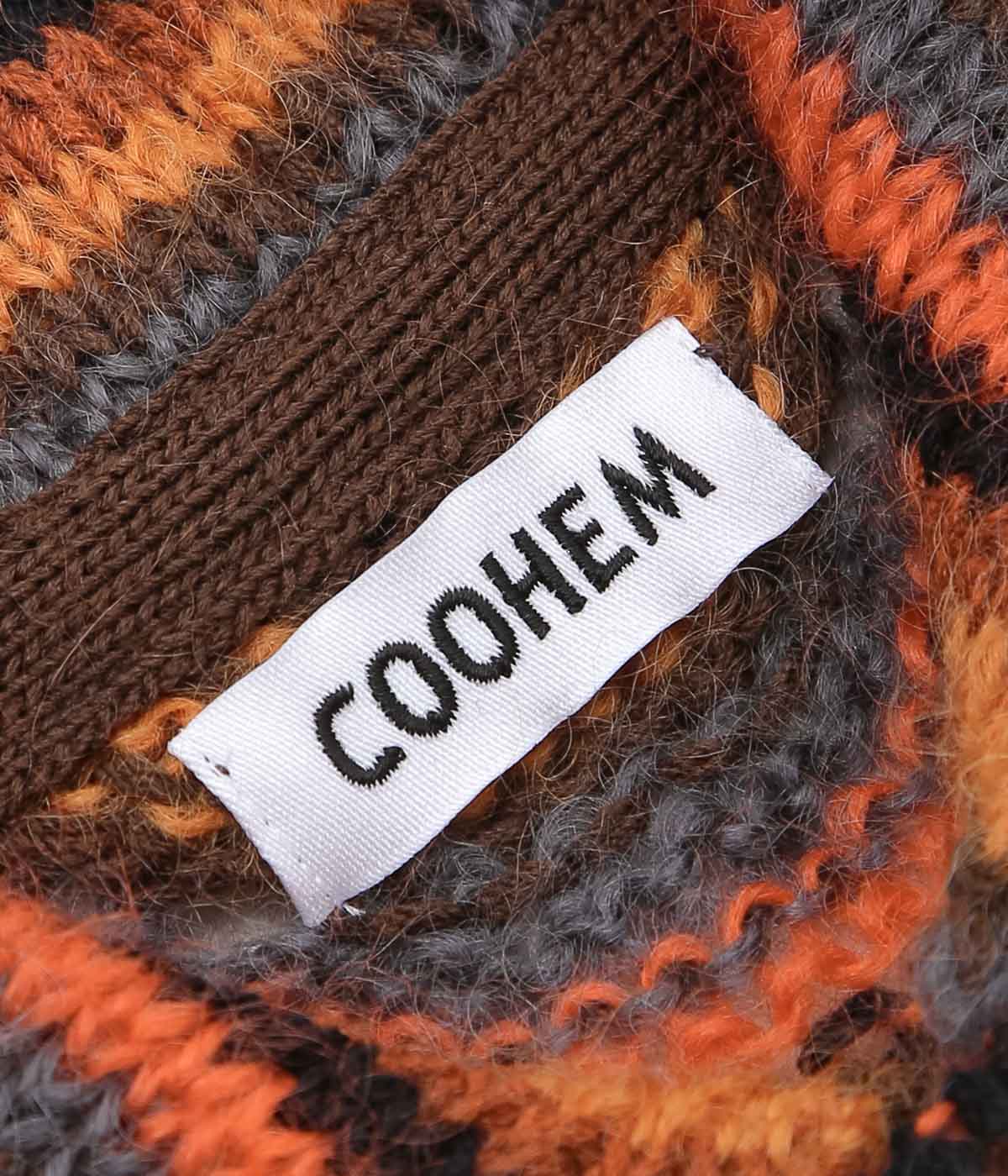 COOHEM ''MOHAIR WOOL MULTI BORDER KNIT C/D'' (BROWN)