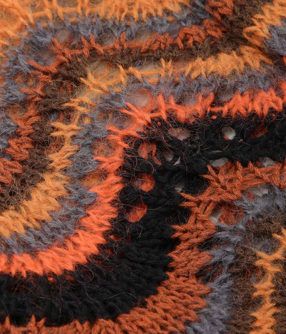 COOHEM ''MOHAIR WOOL MULTI BORDER KNIT C/D'' (BROWN)