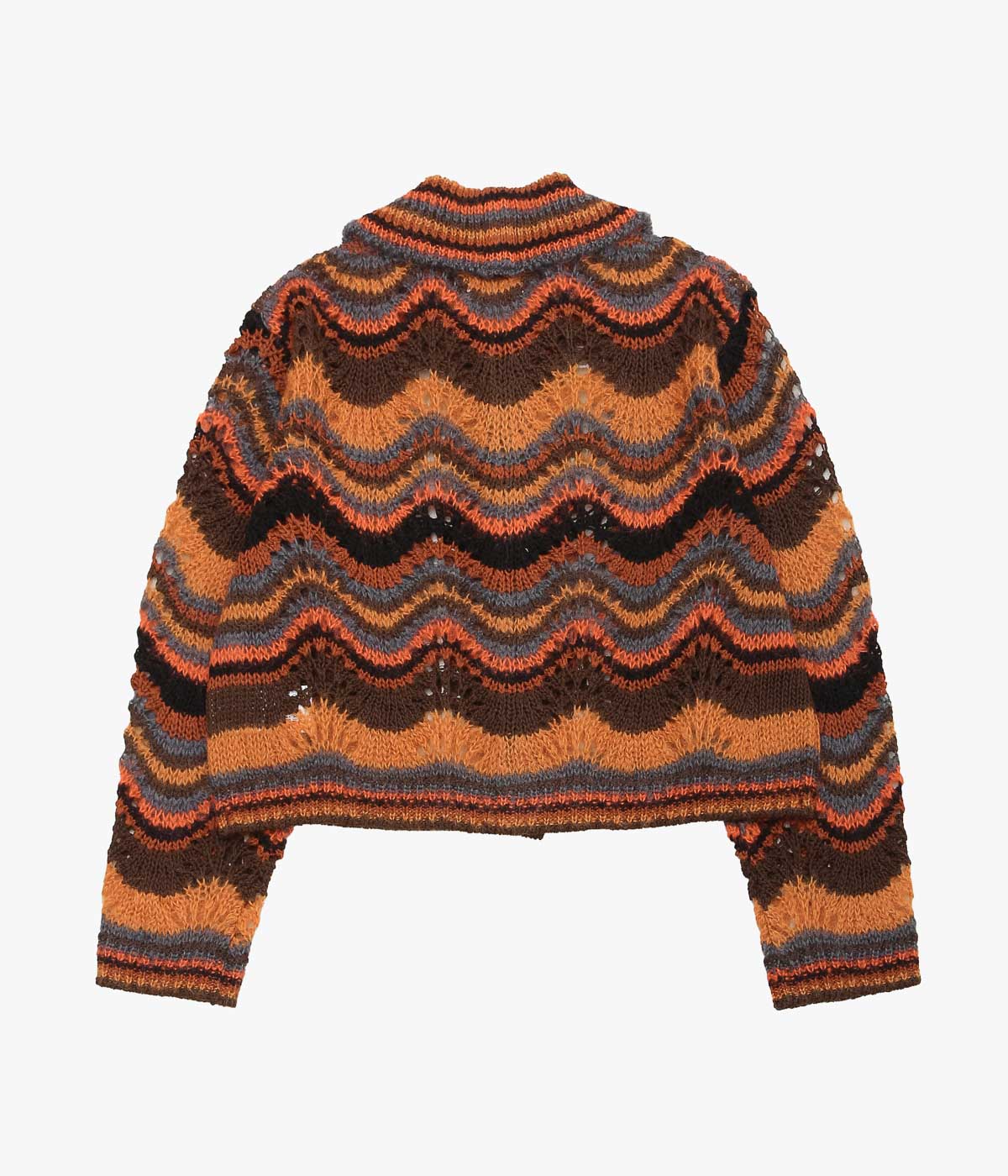 COOHEM ''MOHAIR WOOL MULTI BORDER KNIT C/D'' (BROWN)