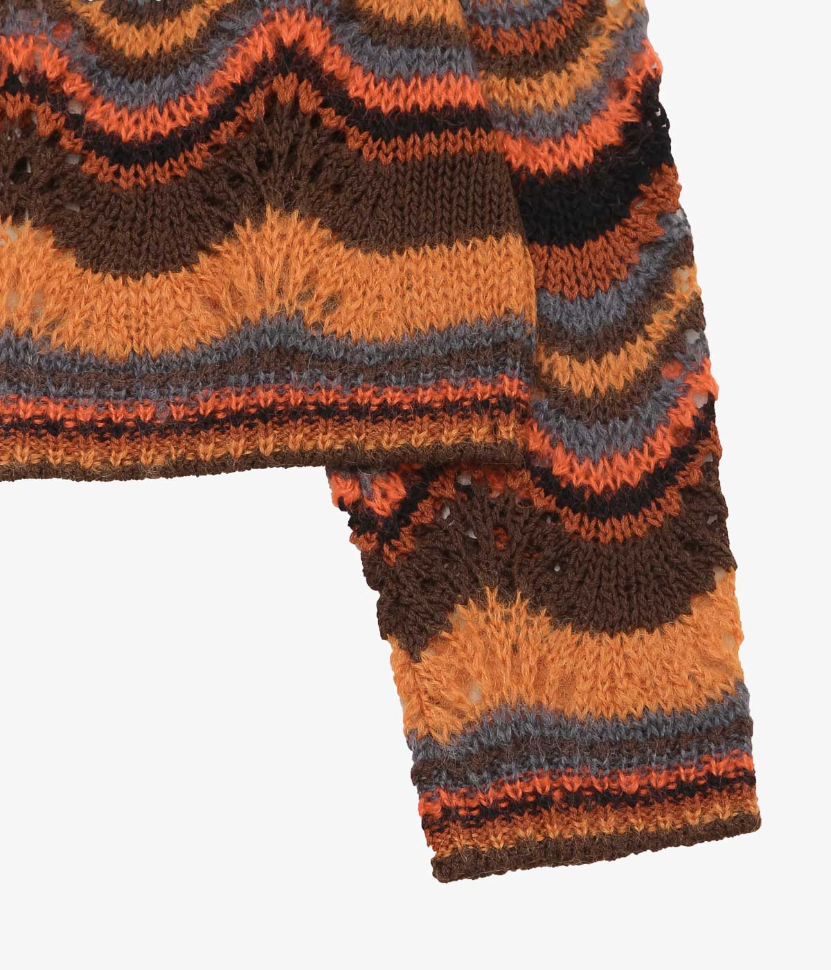 COOHEM ''MOHAIR WOOL MULTI BORDER KNIT C/D'' (BROWN)