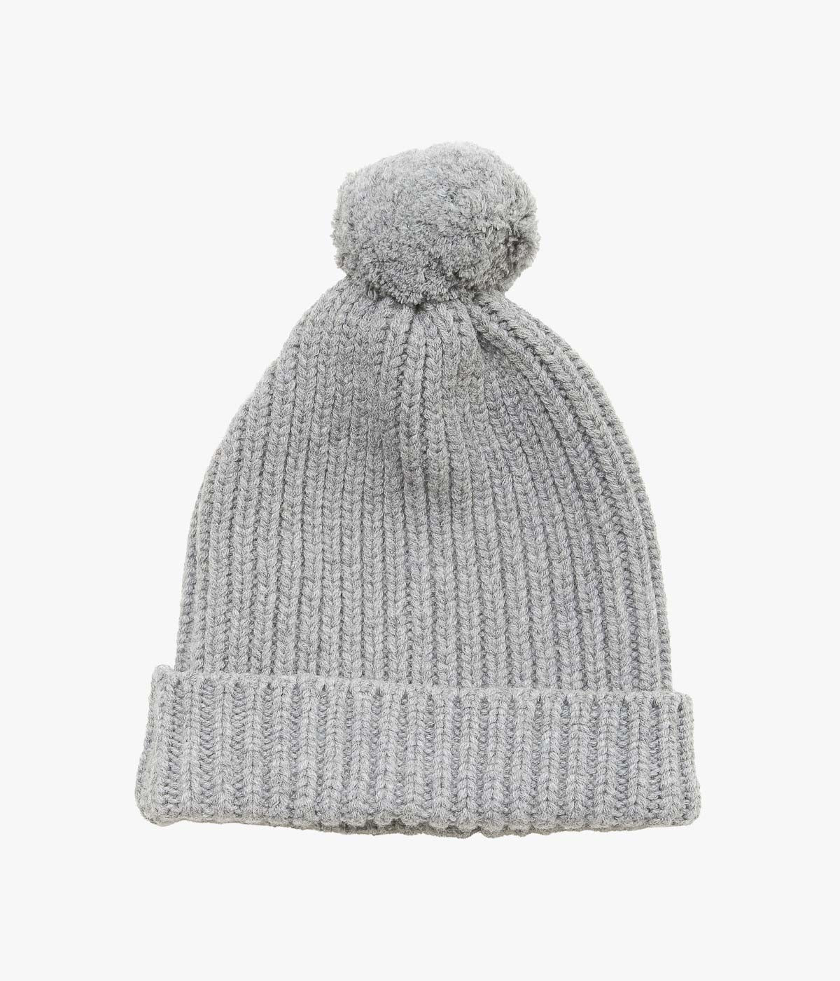 CORGI ''8PLY CASHMERE POM POM HAT'' (GREY FLANNEL)