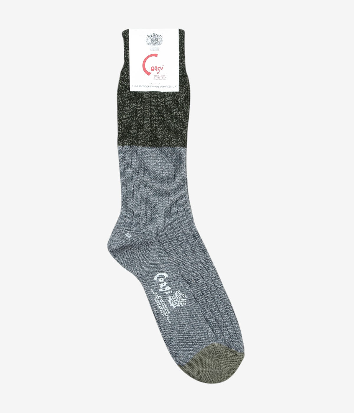 CORGI ''GEELONG COLOR BLOC SOCKS'' (SEAWEED MARL/NIMBUS) – THE