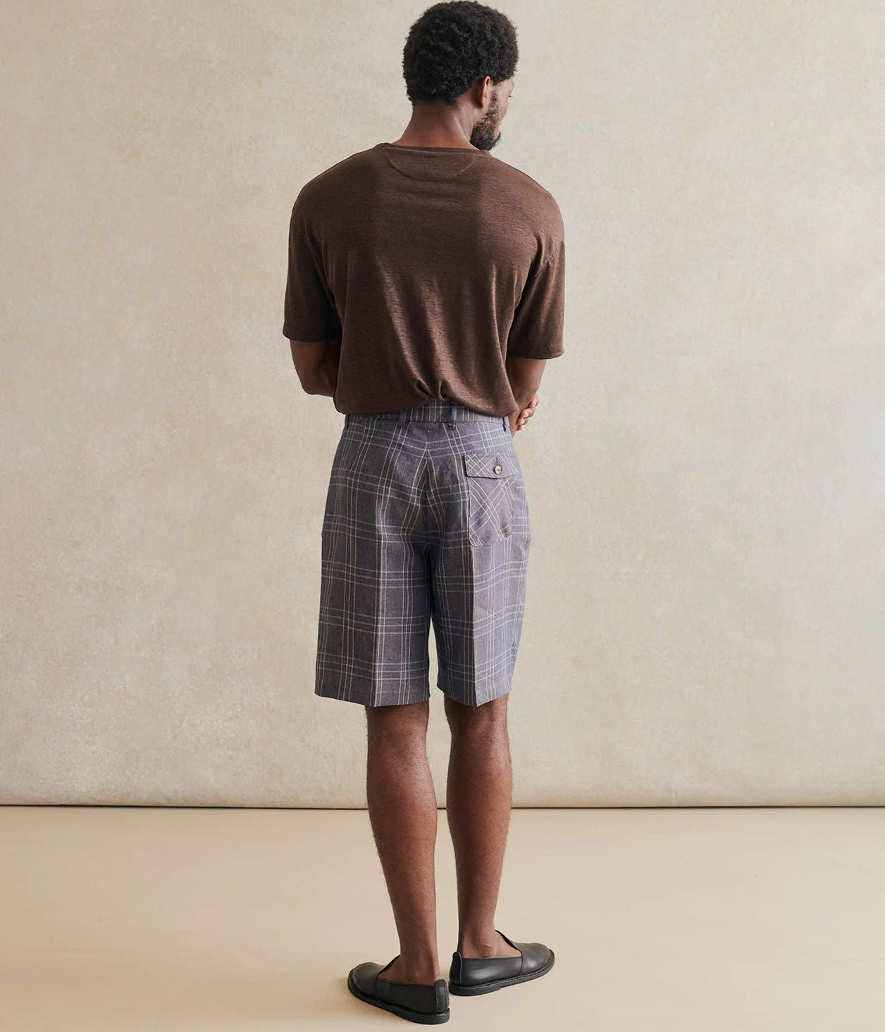 DE BONNE FACTURE ''NATURALIST SHORTS'' (LILAC CHECK)