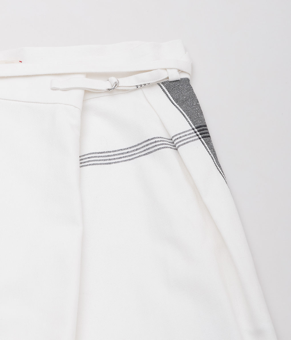 DELIY ''COTTON/LINEN BIG CHECK CLOTH WRAP SKIRT'' (OFF WHITE)