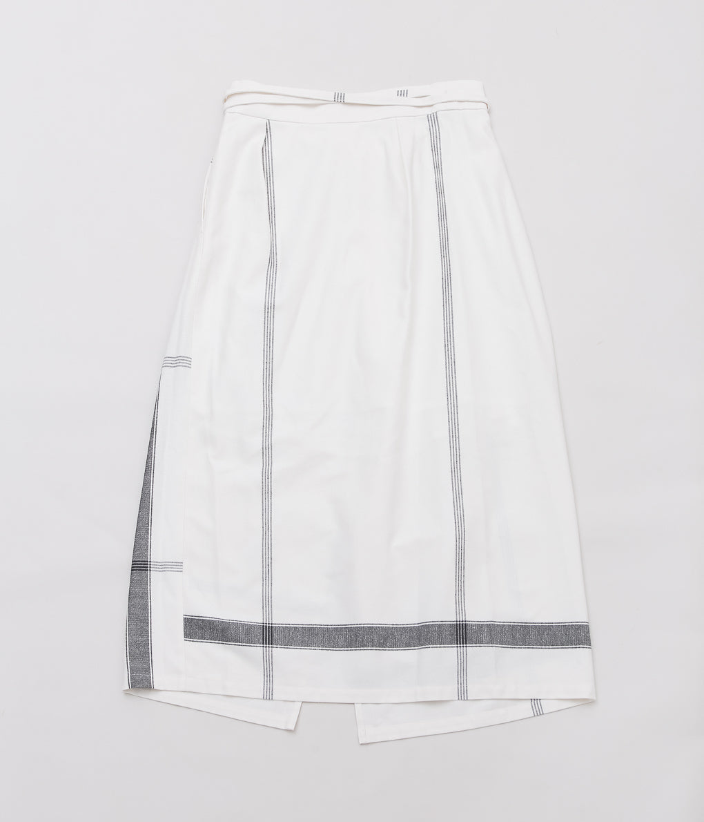 DELIY ''COTTON/LINEN BIG CHECK CLOTH WRAP SKIRT'' (OFF WHITE)