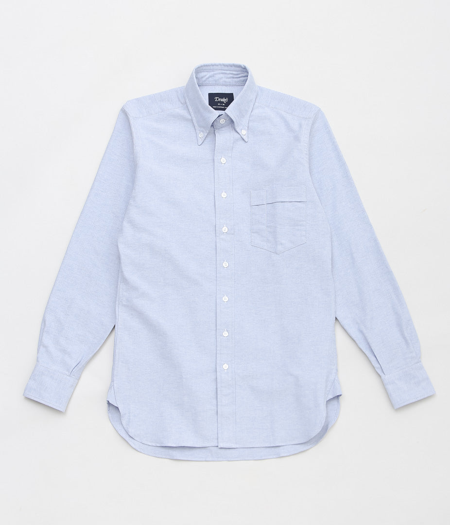 DRAKE'S ''BUTTON DOWN OXFORD SHIRT'' (MID BLUE)