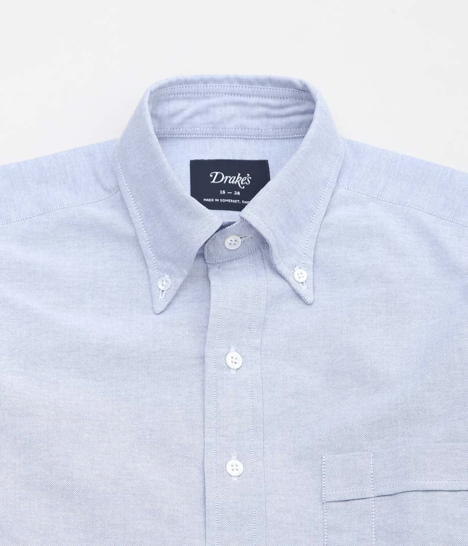 DRAKE'S ''BUTTON DOWN OXFORD SHIRT'' (MID BLUE)