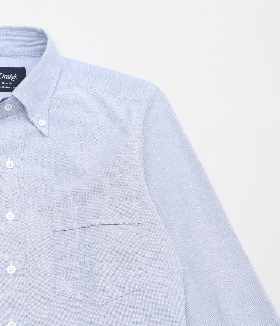 DRAKE'S ''BUTTON DOWN OXFORD SHIRT'' (MID BLUE)
