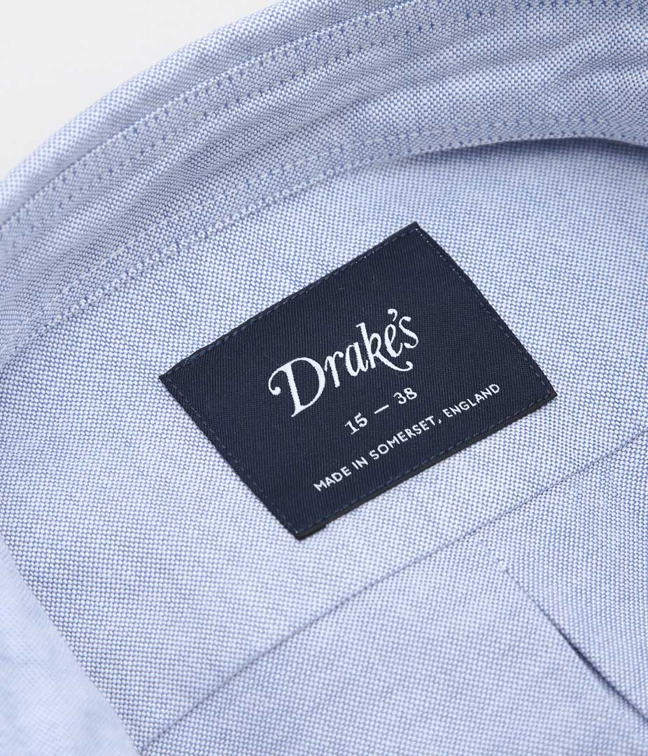 DRAKE'S ''BUTTON DOWN OXFORD SHIRT'' (MID BLUE)