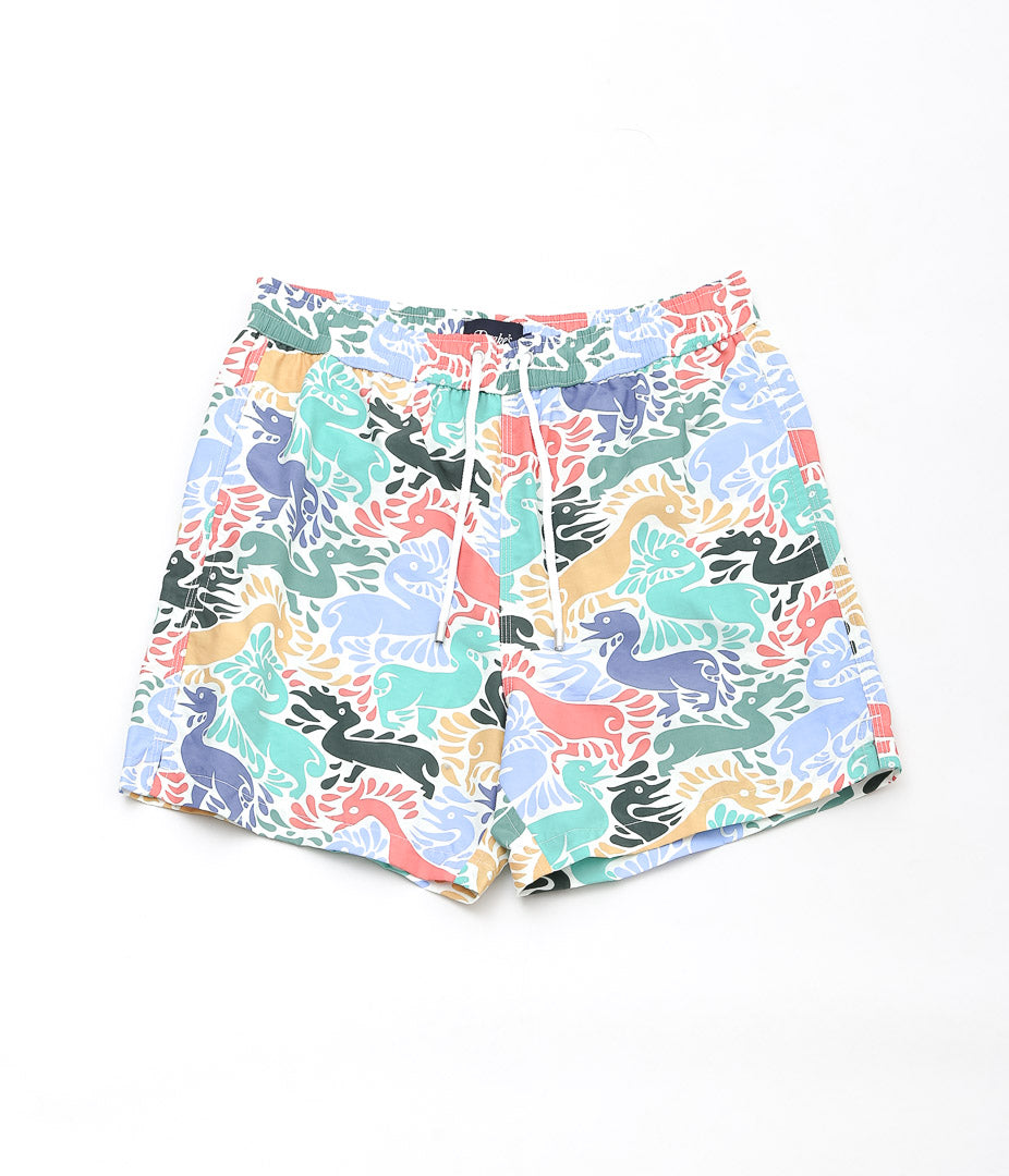 DRAKE'S ''DUCKS PRINT DRAWSTRING SWIMSHORTS'' (ECRU MULTI)