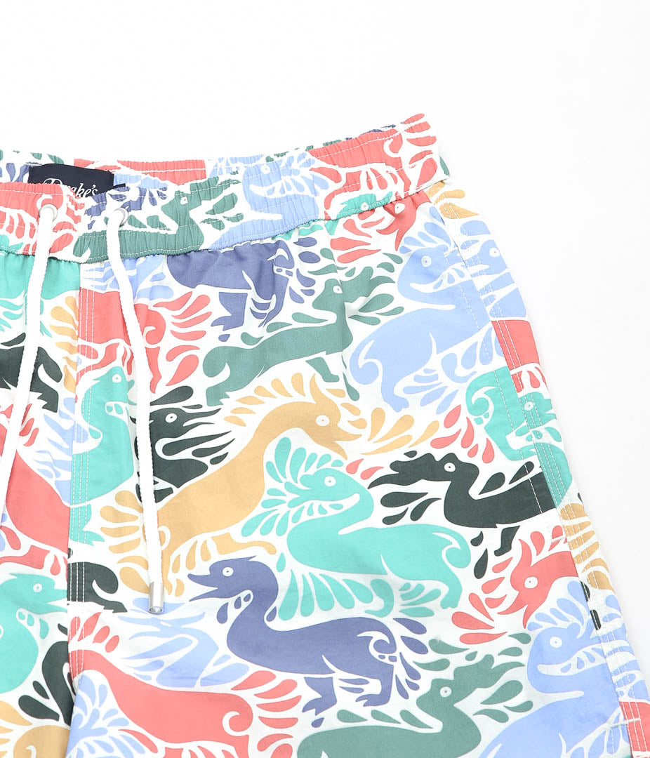 DRAKE'S ''DUCKS PRINT DRAWSTRING SWIMSHORTS'' (ECRU MULTI)