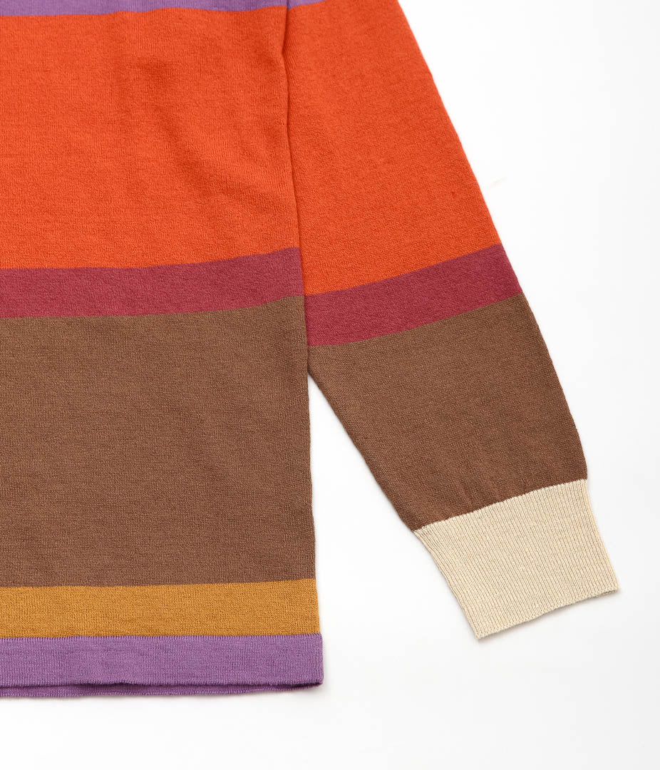 DRAKE'S ''STRIPED KNITTED RUGBY'' (ORANGE,BROWN & PURPLE)