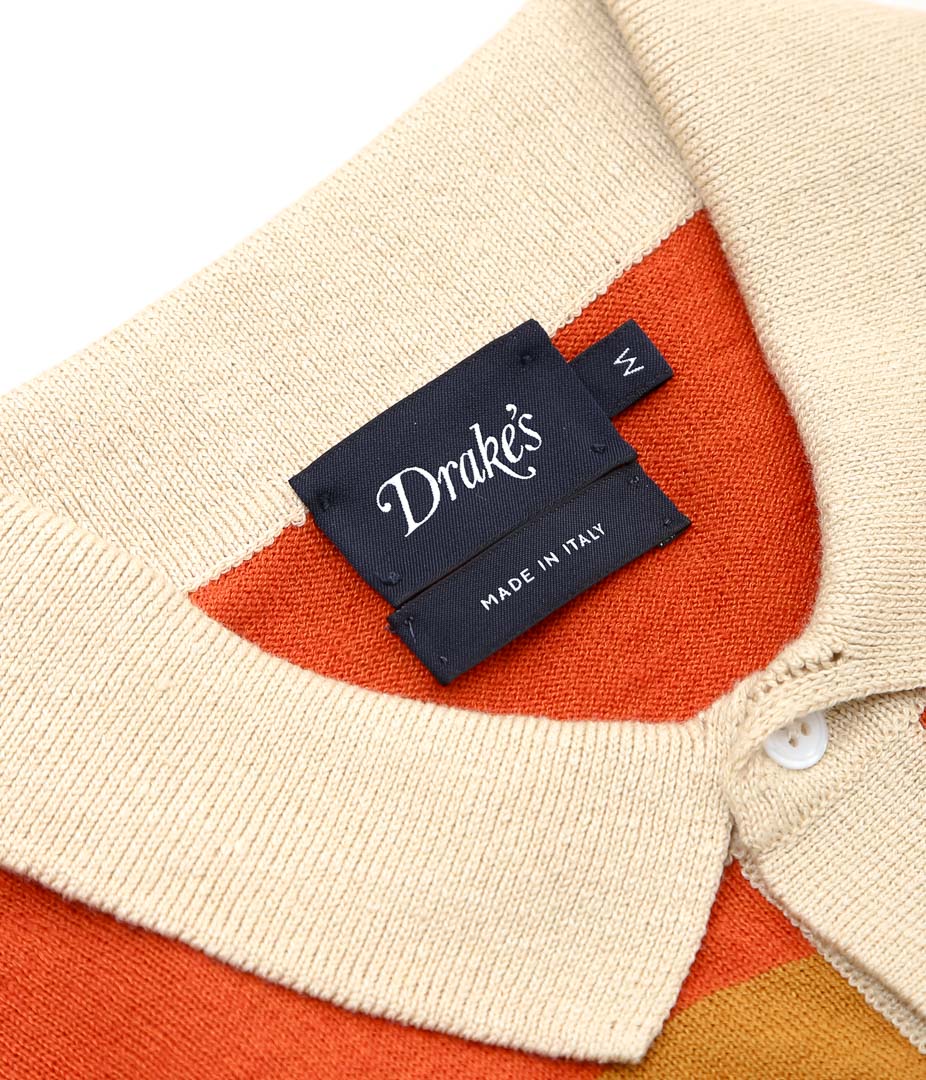 DRAKE'S ''STRIPED KNITTED RUGBY'' (ORANGE,BROWN & PURPLE)