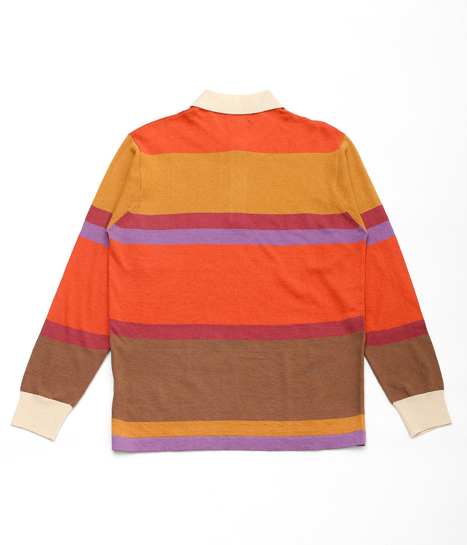 DRAKE'S ''STRIPED KNITTED RUGBY'' (ORANGE,BROWN & PURPLE)