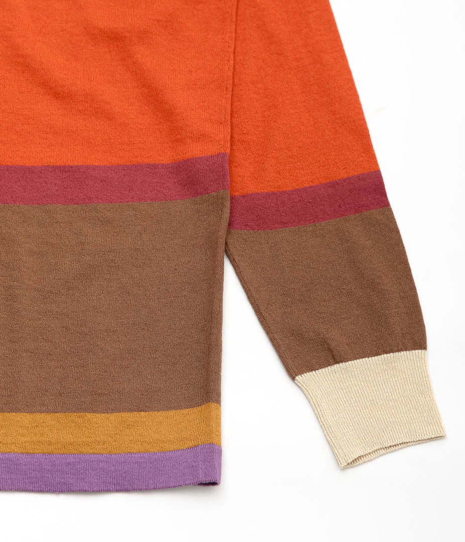 DRAKE'S ''STRIPED KNITTED RUGBY'' (ORANGE,BROWN & PURPLE)