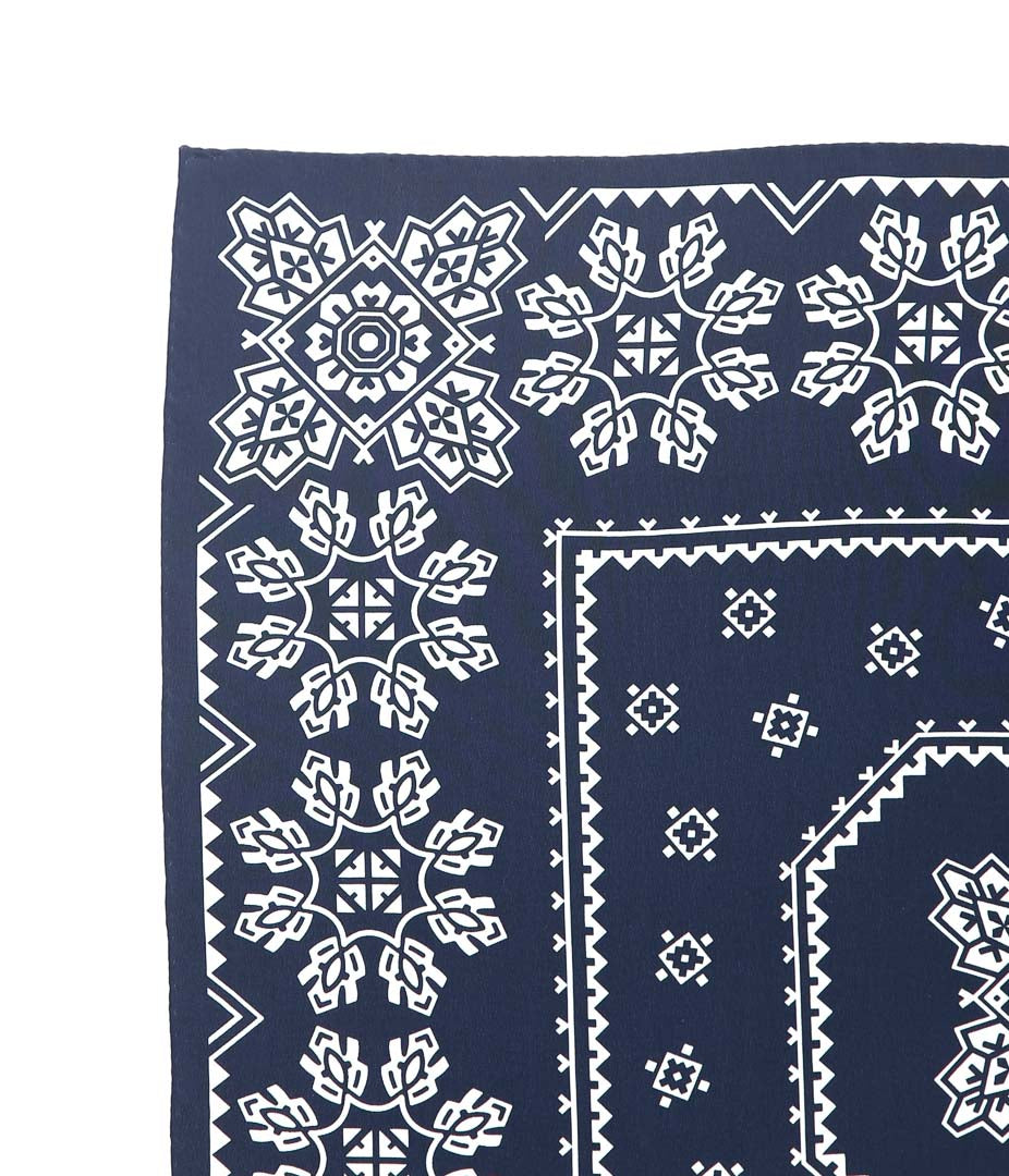DRAKE'S ''TRAD SILK BANDANA'' (NAVY & ECRU)