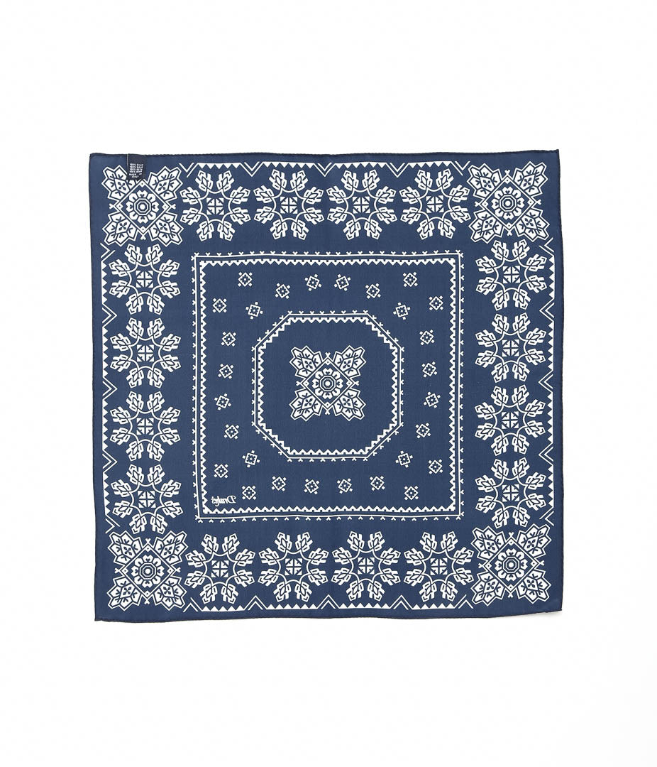 DRAKE'S ''TRAD SILK BANDANA'' (NAVY & ECRU)
