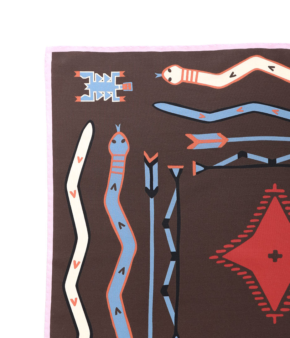DRAKE'S ''TRIBAL POCKET SQAURE'' (BROWN & PINK)