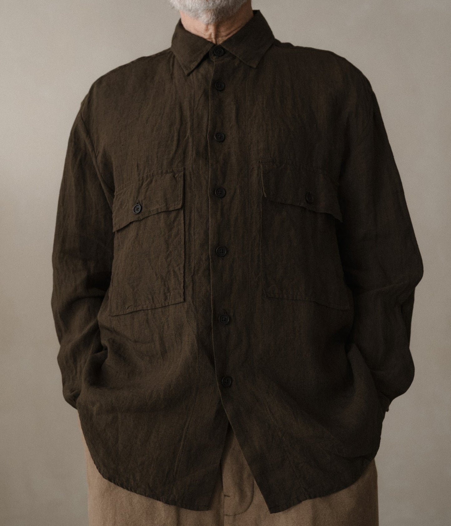 EVAN KINORI ``BIG SHIRT'' (BROWN)