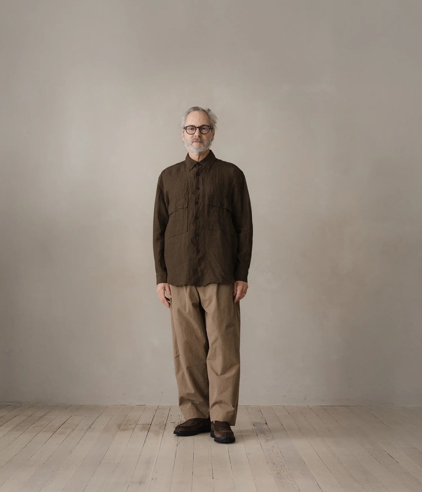 EVAN KINORI ``BIG SHIRT'' (BROWN)