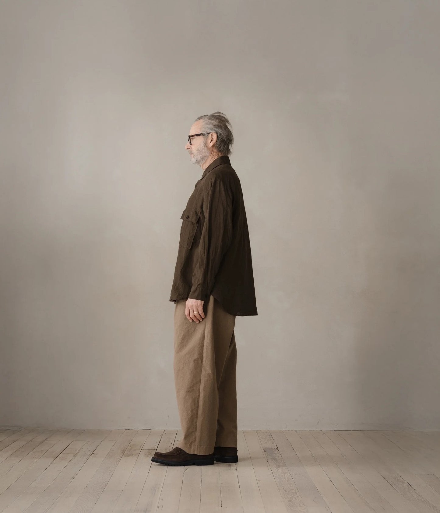 EVAN KINORI ``BIG SHIRT'' (BROWN)
