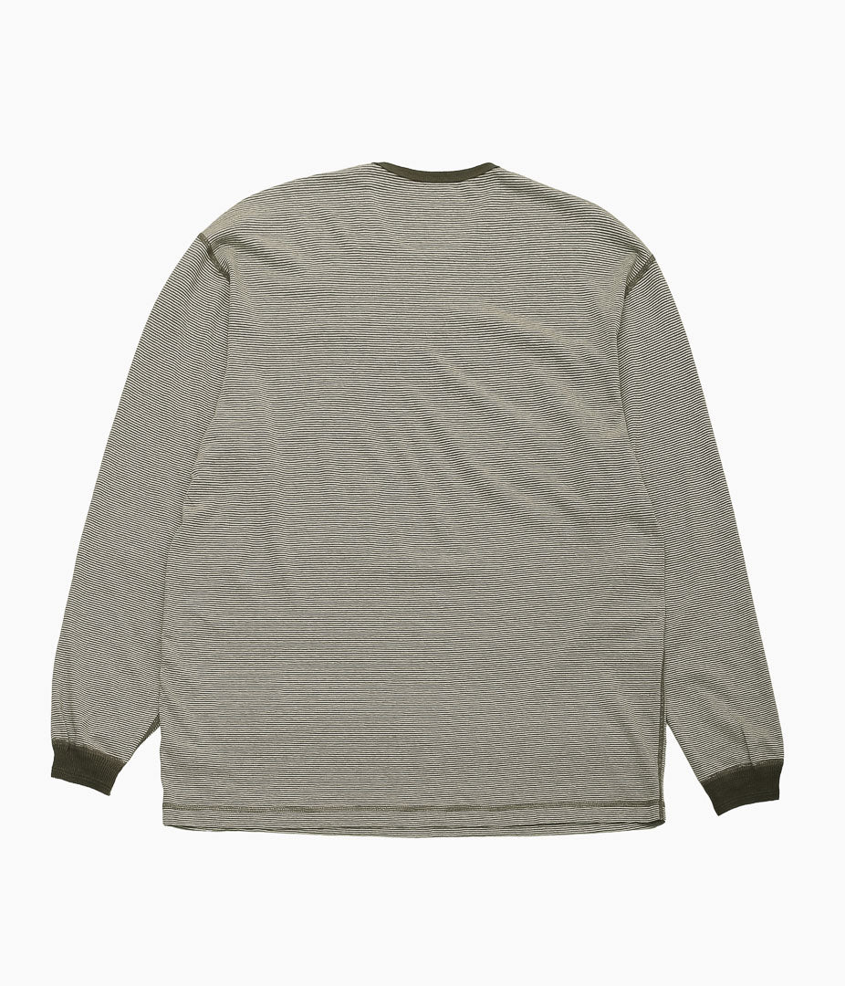 EVAN KINORI ''LONG SLEEVE TEE - STRIPED COTTON / HEMP'' (TAUPE / NATURAL)