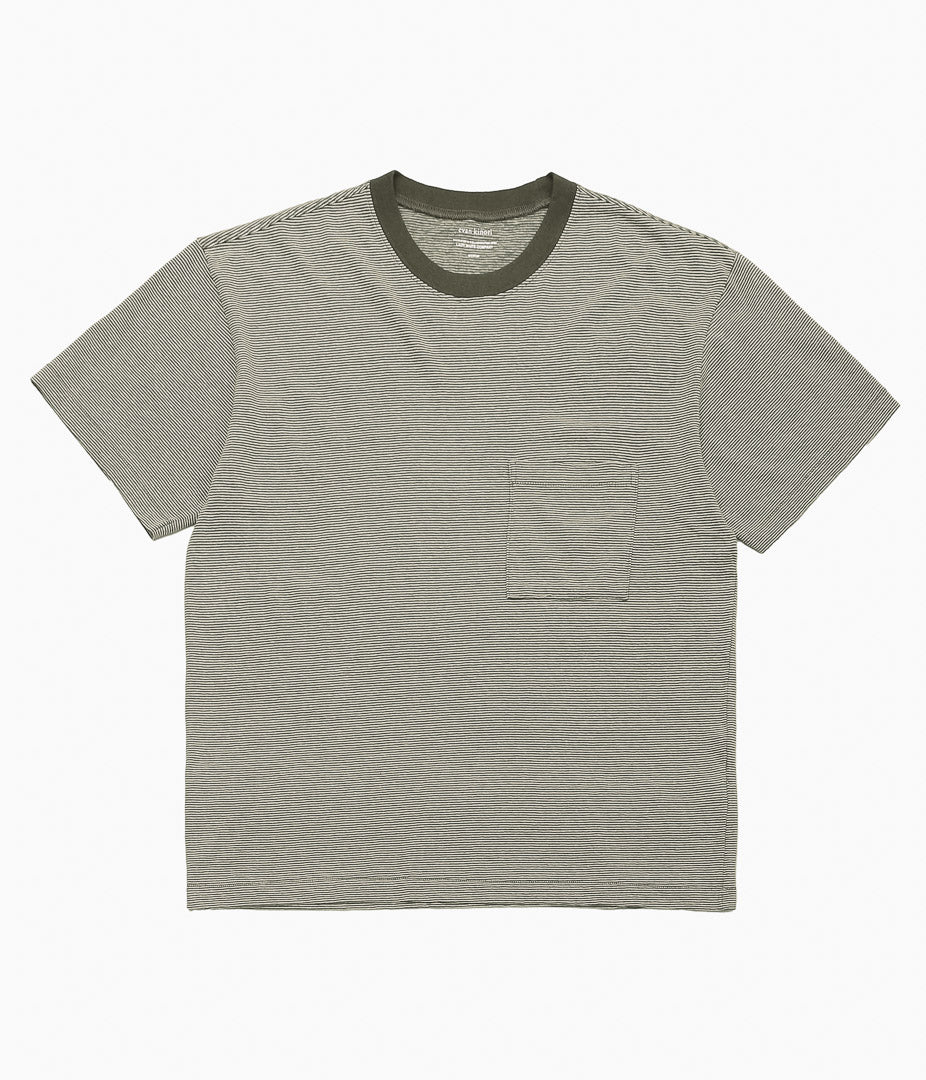 EVAN KINORI ''POCKET TEE - STRIPED COTTON / HEMP'' (TAUPE / NATURAL)