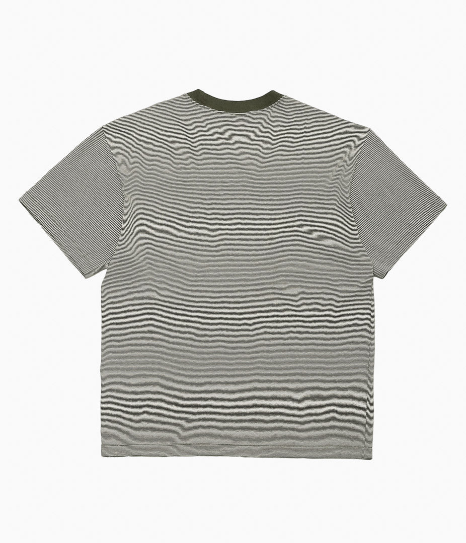 EVAN KINORI ''POCKET TEE - STRIPED COTTON / HEMP'' (TAUPE / NATURAL)