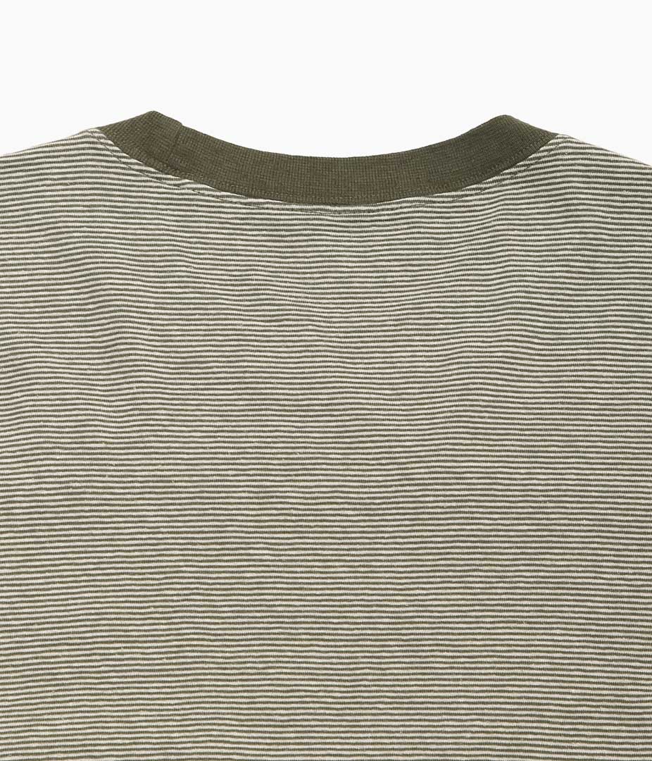 EVAN KINORI ''POCKET TEE - STRIPED COTTON / HEMP'' (TAUPE / NATURAL)